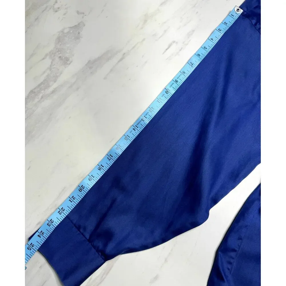 Geoffrey Beene Royal Blue Sateen Stiff Collar Long Sleeve Button Down Shirt XXL - Picture 10 of 10